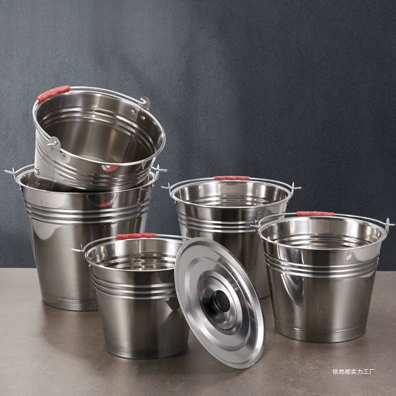Ведро из нержавеющей стали, маленькое круглое ведро, мусорное ведро из нержавеющей стали, бытовое железное ведро, портативное универсальное ведро, ведро для воды, утолщенное, синее