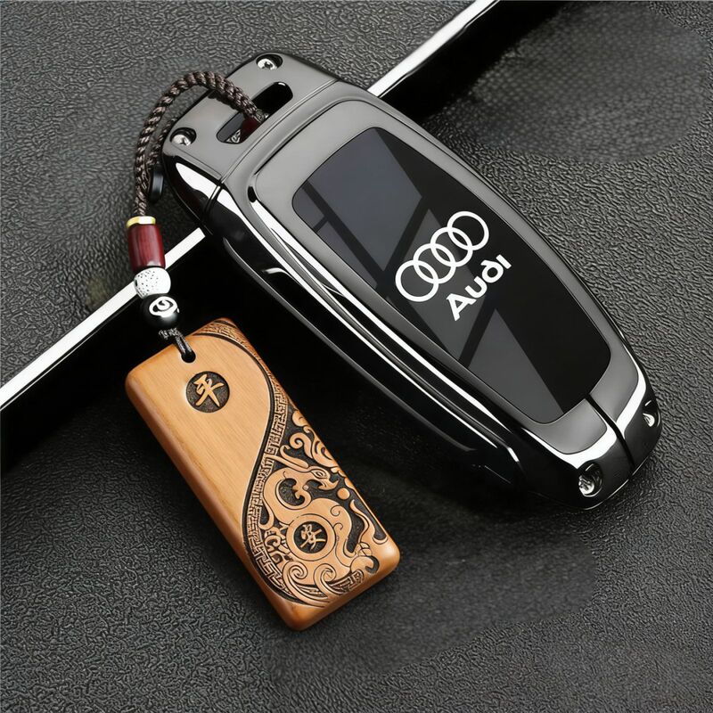 Peach Wood Carving Tai Chi Peace Keychain Pendant Wooden Car Keychain Ornament Wholesale Free Engraving Logo