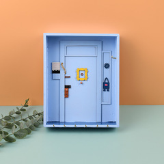 Home decoration key holder, back of the door hook, entryway purple box, wooden craft, wall-mounted shelf