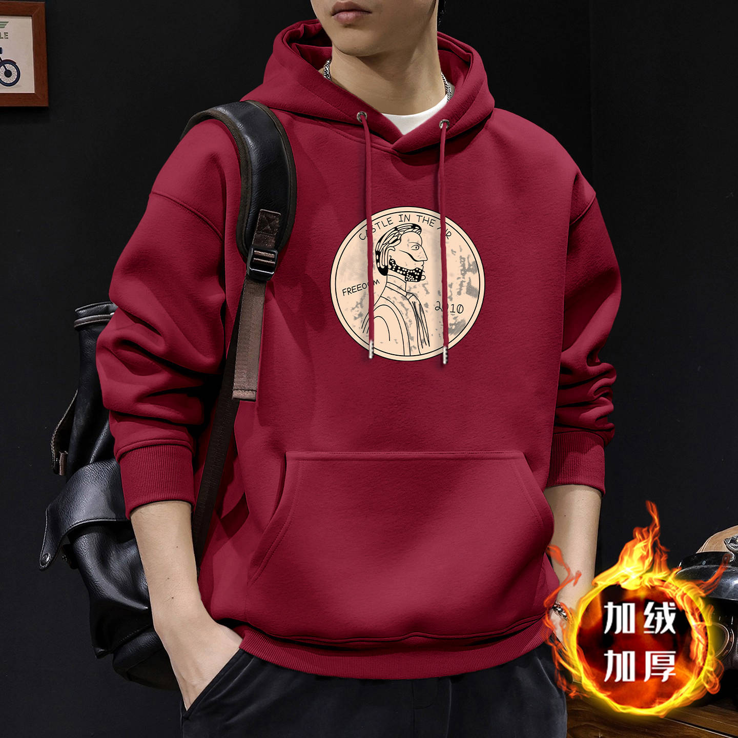 Chaqueta con capuz de moda masculina primavera y otoño nuevo tipo suelto simple pareja con chaqueta de lana de hombre