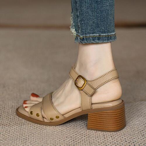 Women's 2025 New Summer Sandals with Open-Toe Design, Soft Back Cross Strap, Commuting, Thick Heel, Non-Slip Women's Shoes