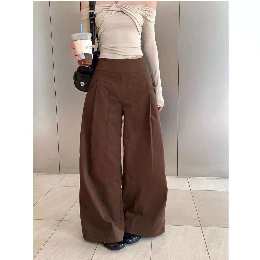 Korean Style Versatile High-Waisted Loose Slimming Wide-Leg Pants for Women, Floor-Length Trousers, 2026 Spring New Style, Drapey Casual Pants