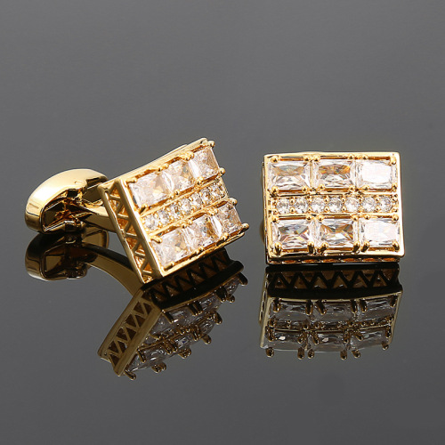 Shuailang gold-plated light luxury crystal zircon cuff links and cuff nails, formal men's French shirt cuff cuff nails, cross-border hot