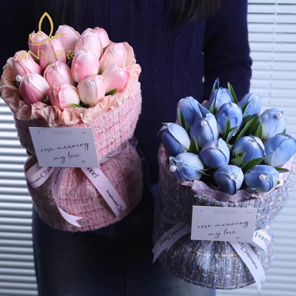 小香风仿真郁金香花束生日礼物送女朋友闺蜜永生花情人节成品定制