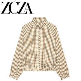 ZCZA 自制 欧美风 新款女装 时尚 百搭 设计感休闲蝙蝠袖条纹外套