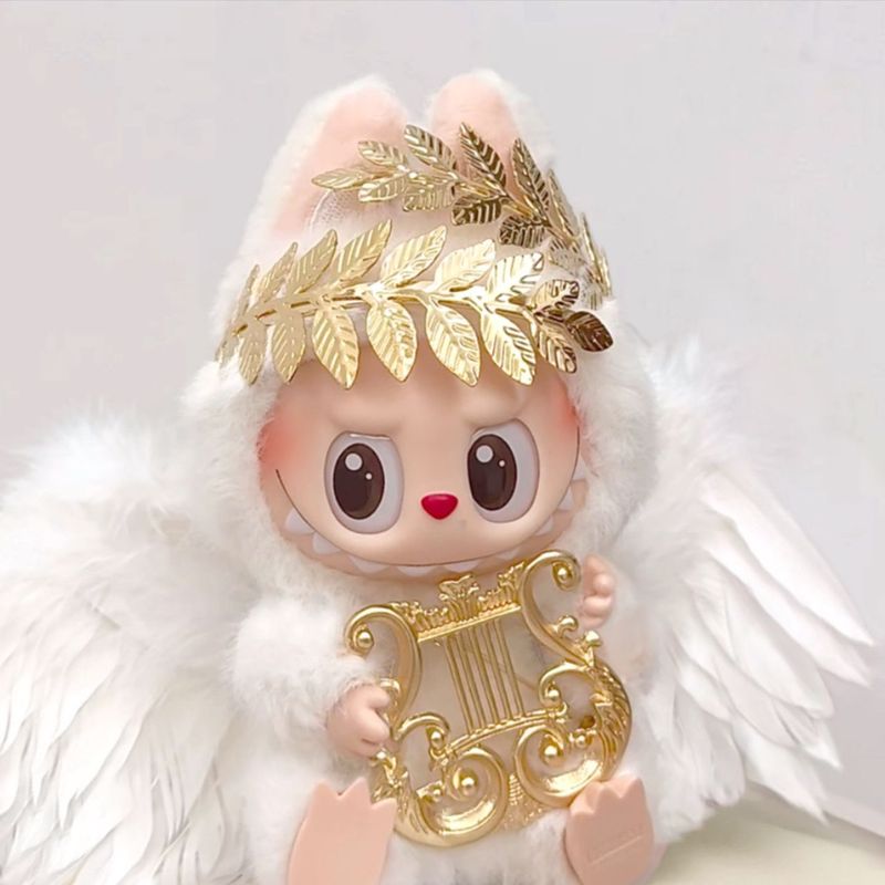 第一世代と第二世代のラブブベビー服セット、白い天使の羽の羽、金の葉の王冠、宮殿のレトロなハープアクセサリー|undefined