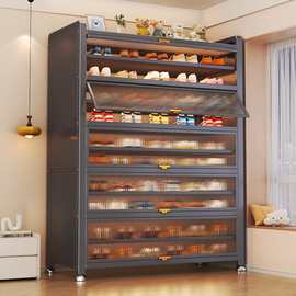 钢制防尘鞋柜家用门口多层玄关柜大容量储物柜入户上翻门多层鞋架