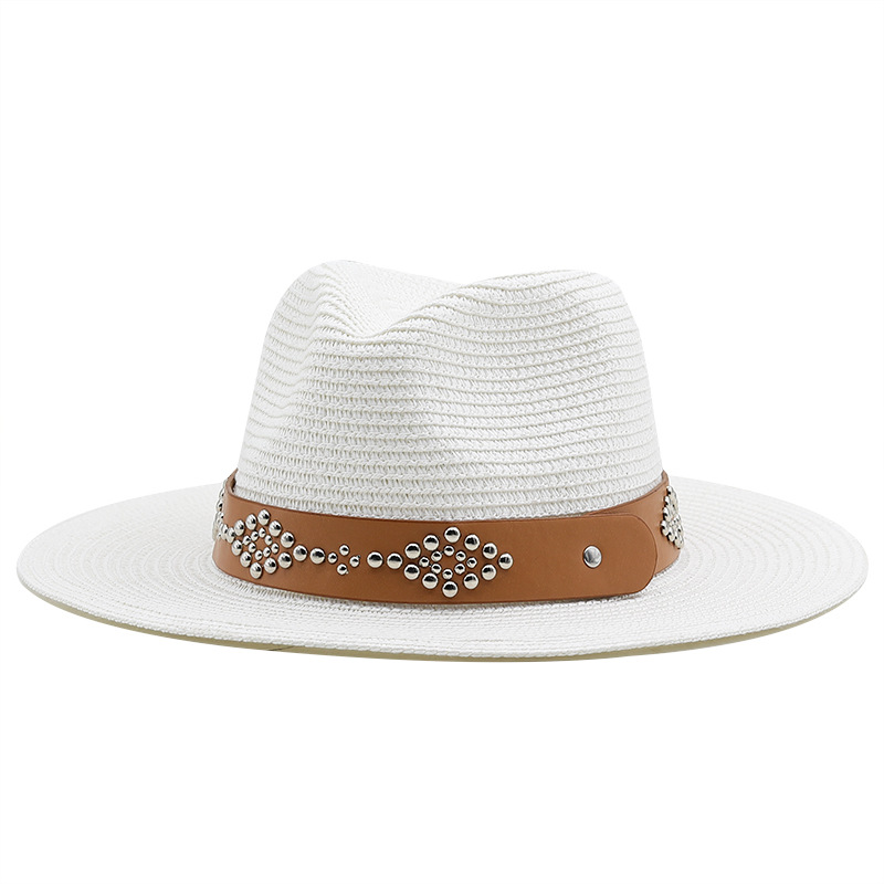 Women's Simple Style Color Block Flat Eaves Straw Hat display picture 4