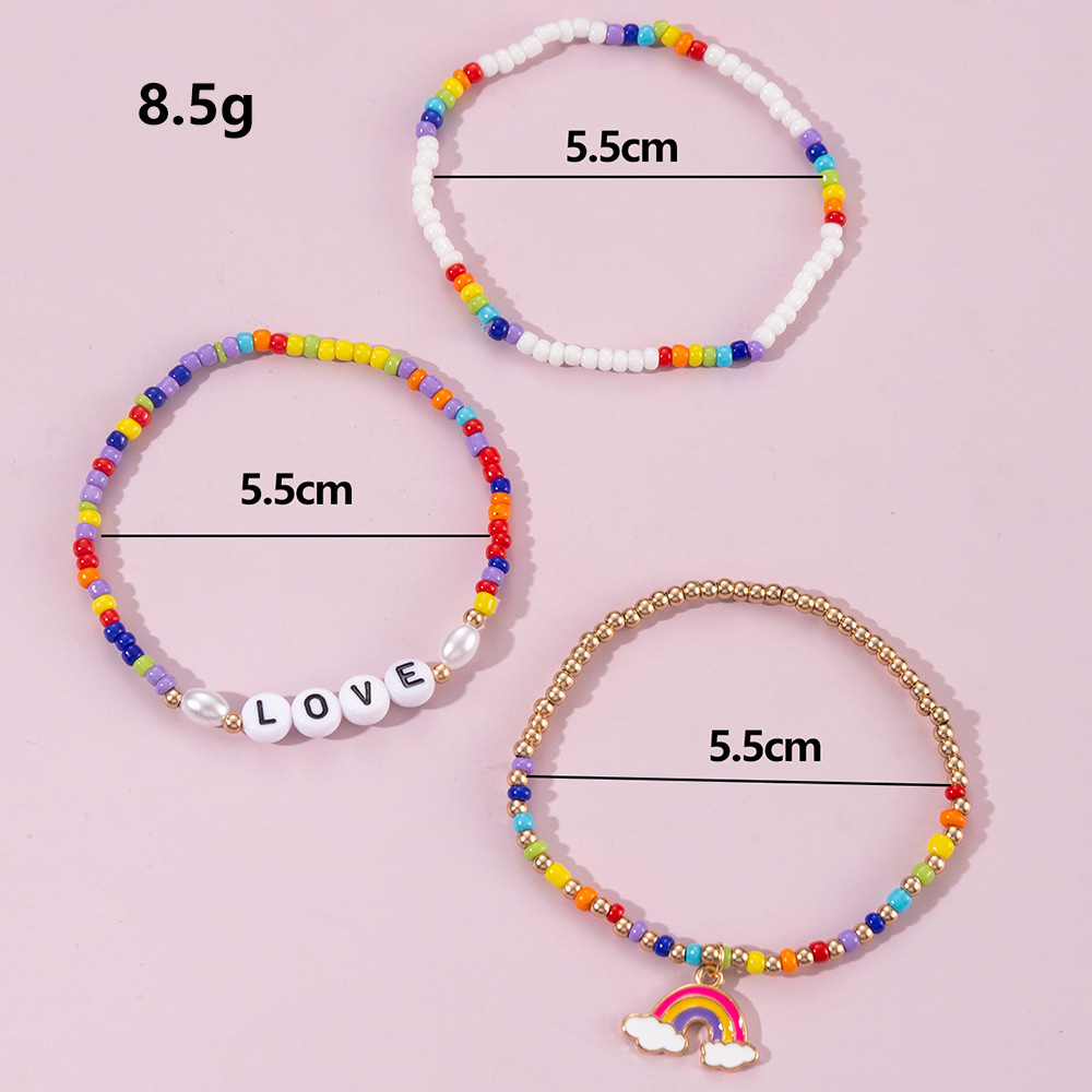 Beads Inlay Material Fashion Beach Letter Rainbow Plastic/resin Beads Bracelets