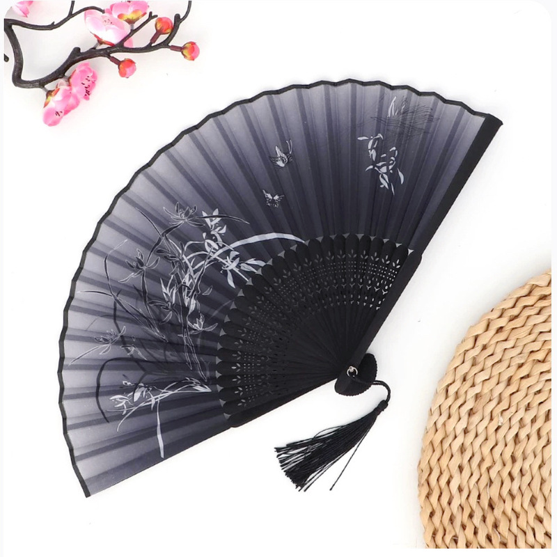 Juansi folding fan wholesale ladies folding fan bamboo fan women's antique dance cheongsam summer small fan Japanese sashimi fan