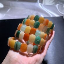 天然七彩玉石手工编制多宝手排  金丝玉手串  江湖地摊热卖玉器