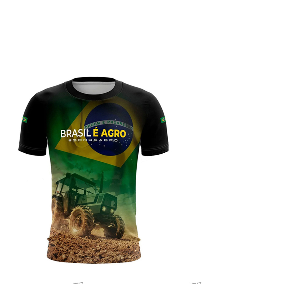 2024 nueva camiseta impresa 3D de la bandera brasileña transfronteriza de los hombres venta caliente transfronteriza estilo brazil flags camiseta