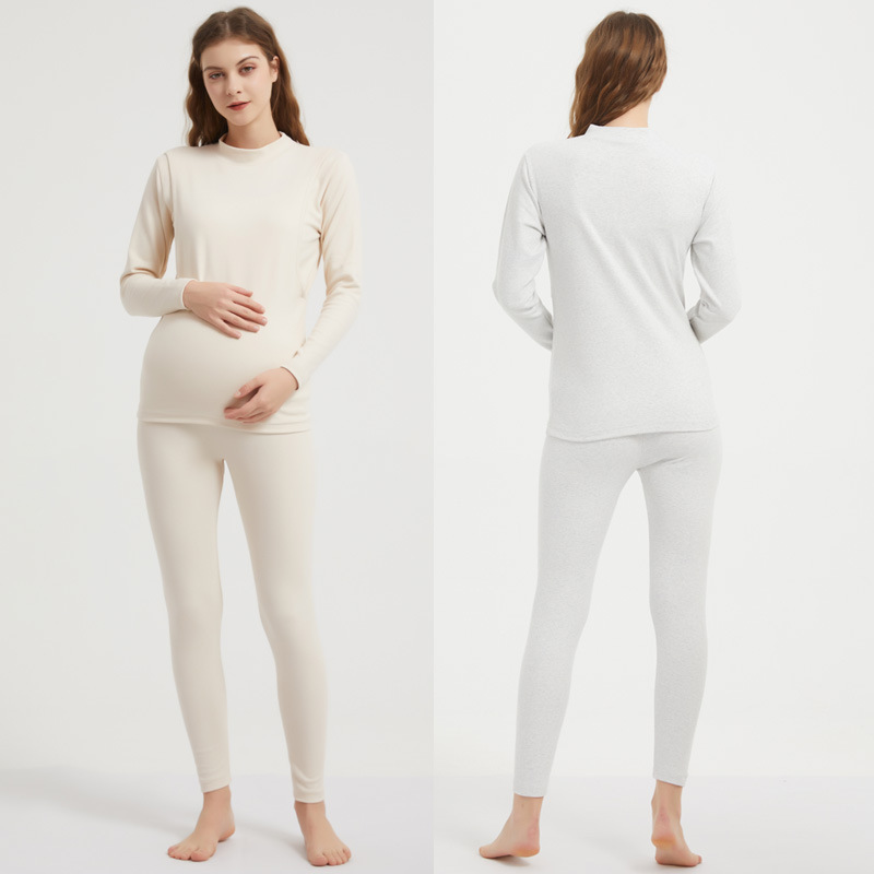 Colored Cotton Pregnant Women's Breast-feeding Autumn Clothes and Pants suit-feeding Moon Clothes Pure Cotton Thickened Half-high Collar Warm Middle Collar Colored Cotton Pregnant Women's Breast-feeding Autumn Clothes and Pants suit-feeding Moon Clothes Pure Cotton Thickened Half-high Collar Warm Middle Collar
