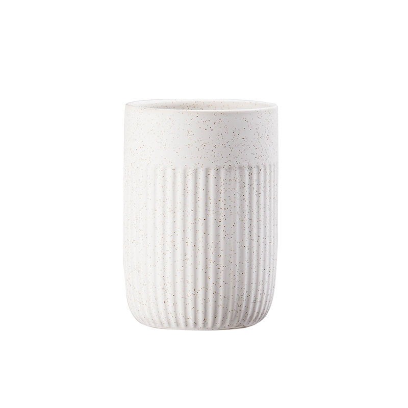 Modern Minimalist Ceramic Striped Vertical Pattern Couple's Toothbrush Mouthwash Cup, Bathroom Wash Cup_voghion.com
