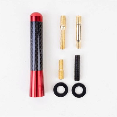 8cm carbon fiber antenna decorative antenna long antenna shortened antenna screw antenna with wire screw (vehicle antenna) - red