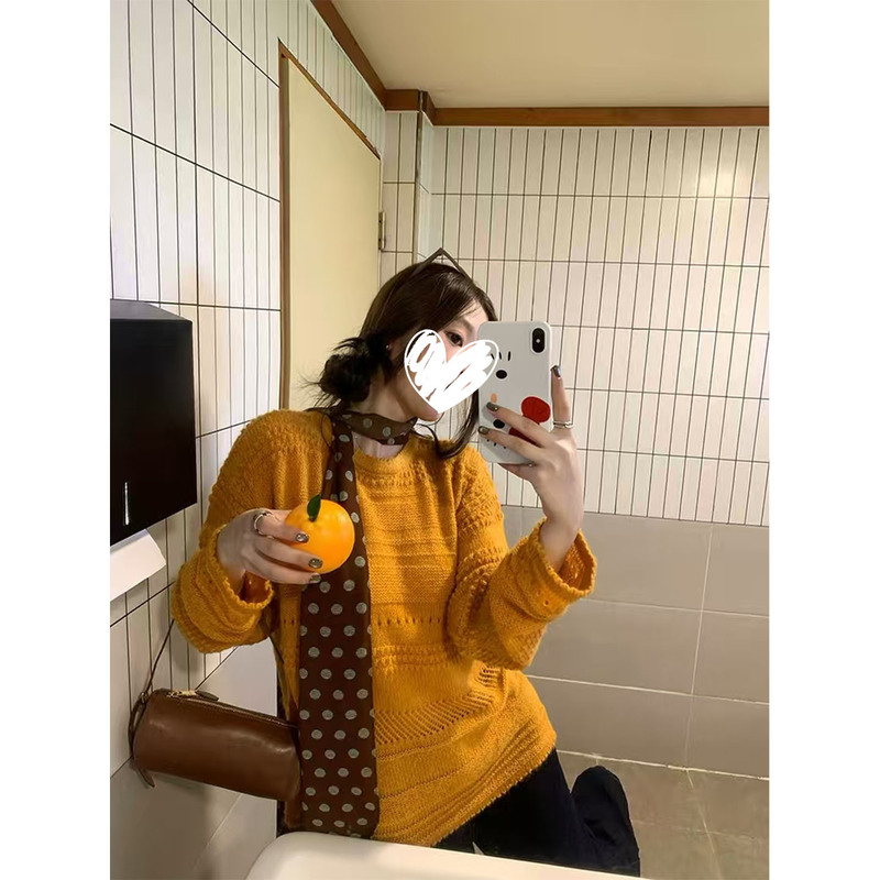 2025新款时尚感穿搭薄款燕麦色镂空长袖针织衫女宽松休闲松弛上衣|undefined