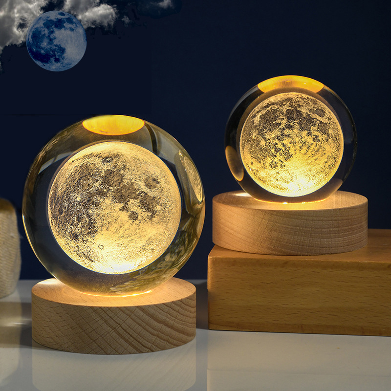 3D Sistema Solar luminoso Galaxy cielo estrellado bola de cristal tallada luz la noche decoración escritorio amigos compañeros regalo cumpleaños