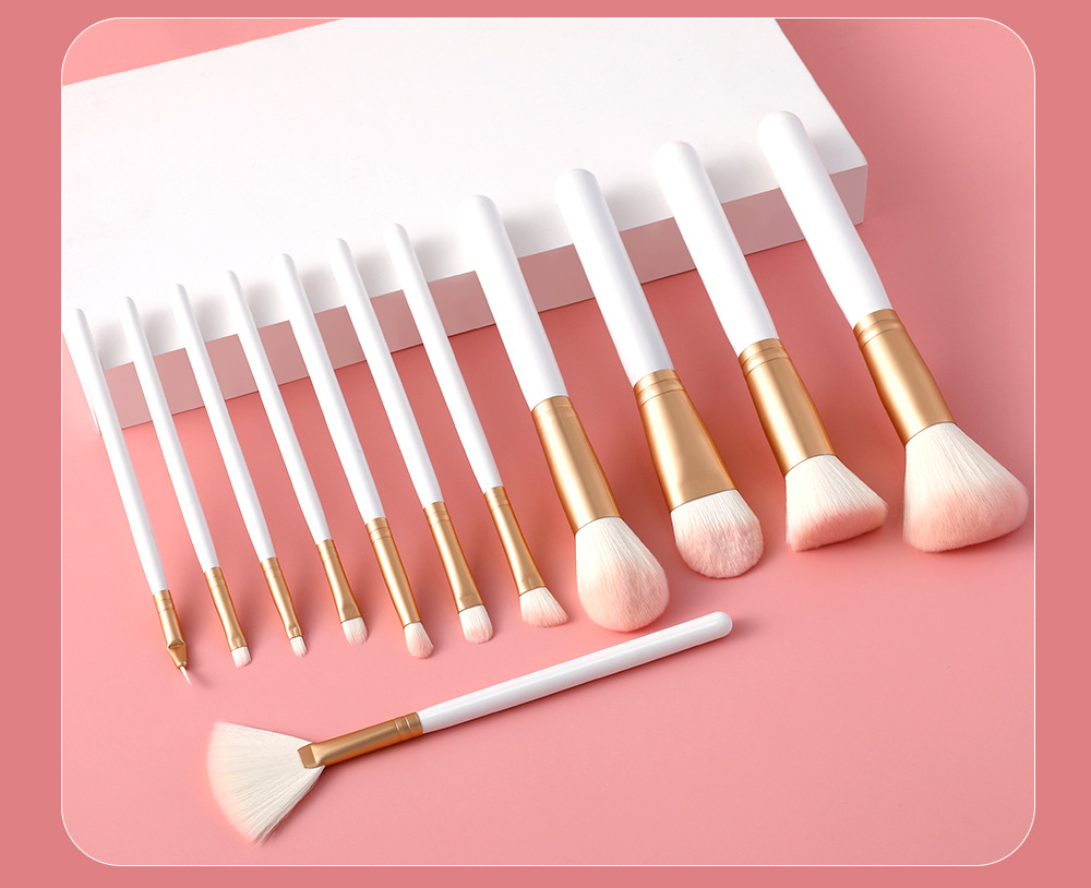 220g Weight White Color New 12 Round Tail Makeup Brush Set Eye Shadow Brush Mascara Brush Full Set Of Beauty Tools Cross-border Spot Factory Supply 10