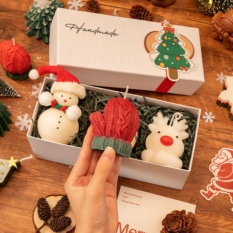 Caja de regalo E - (bufandas muñeco de nieve + guantes + ciervo)
