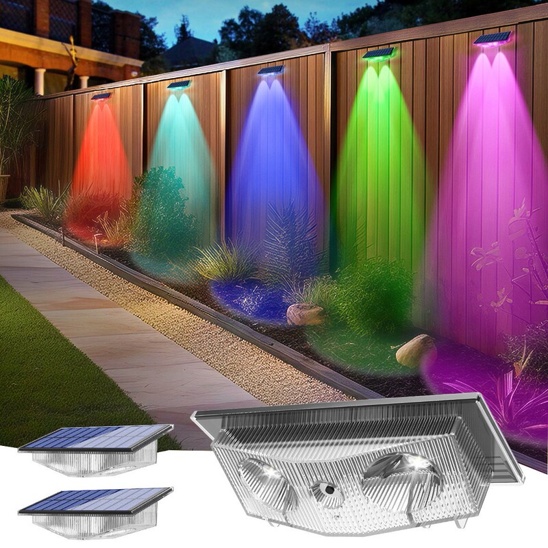Solar wall washer light, outdoor waterproof wall lamp, three-color temperature courtyard fence wall light, garden colorful fence light Solar wall washer light, outdoor waterproof wall lamp, three-color temperature courtyard fence wall light, garden colorful fence light