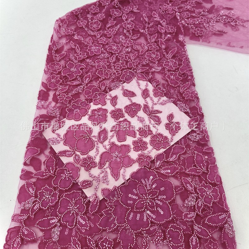 Nueva industria pesada en caliente Gaoding flor calcomanías sequinilla tela bordada vestido de boda moda fiesta tela de cena