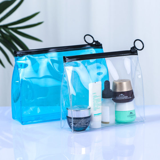 PVC zipper cosmetic bag transparent waterproof portable travel multi-functional wash storage bag plastic packaging bag custom
