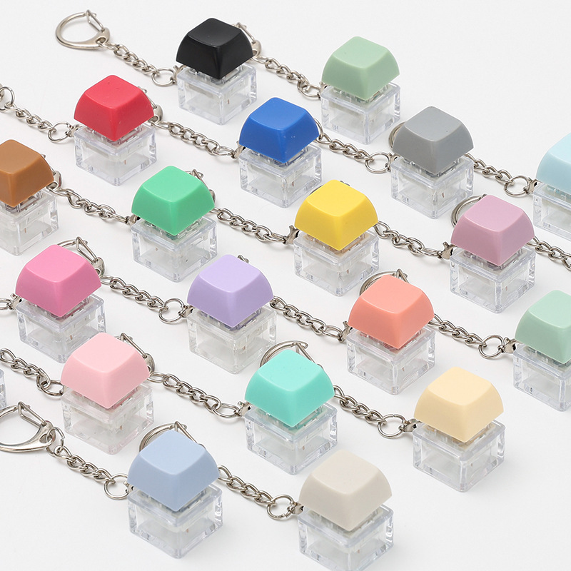 Cross-Border Luminous Stress-Relief Cube Button Mechanical Keyboard Fidget Toy Finger Boredom Relief Stress-Relief Button Vent Keychain