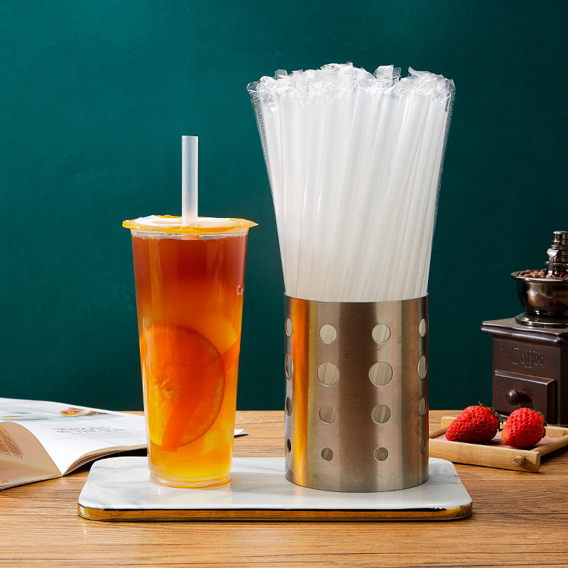 Pajitas de té con leche de perlas, envases independientes desechables al por mayor gruesos, 1000 pajitas de plástico de color transparente, 100 pajitas de plástico