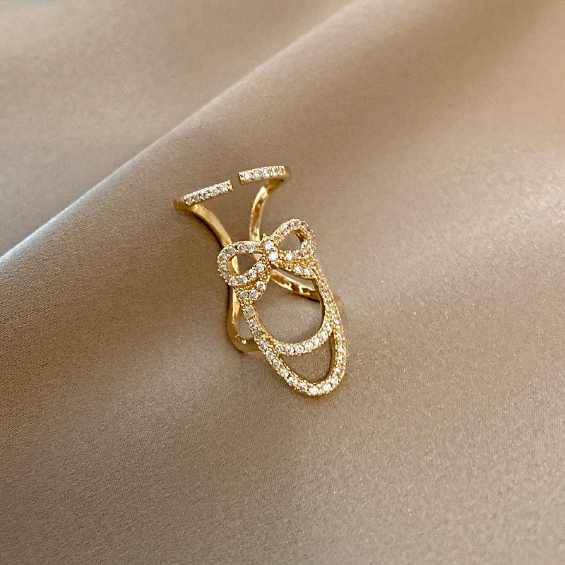 Simple Micro-inlay Design Sense Geometric Ring Internet Celebrity Fashionable Personalized ins Fashion Ring Women's Butterfly Nail Ring