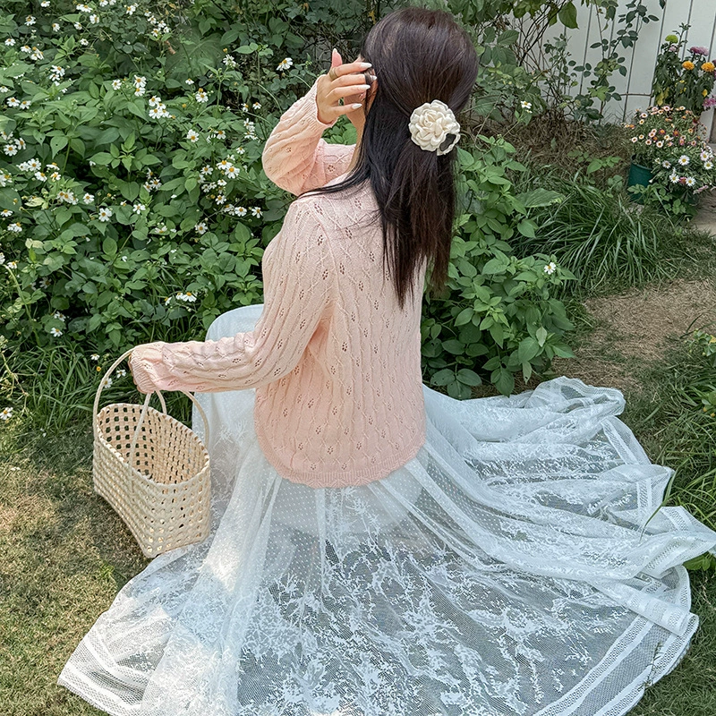 Ажурная юбка‑солнце, plus size, летний дизайн, на эластичном поясе, чёрная/белая
