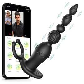 亚马逊新品APP穿戴后庭拉珠肛塞遥控夫妻共用G点蛋蛋震动棒情趣用