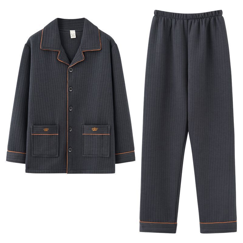 El otoño y el invierno 100% algodón espesado pijamas de los hombres de invierno capa intermediaria traje de primavera y otoño de algodón de aire desgaste del hogar