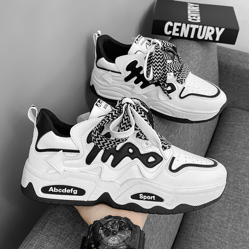 Chaussures d'hiver pour hommes, sports et loisirs polyvalents, petit tableau blanc pour étudiants, semelles épaisses, haute hauteur, internet_voghion.com
