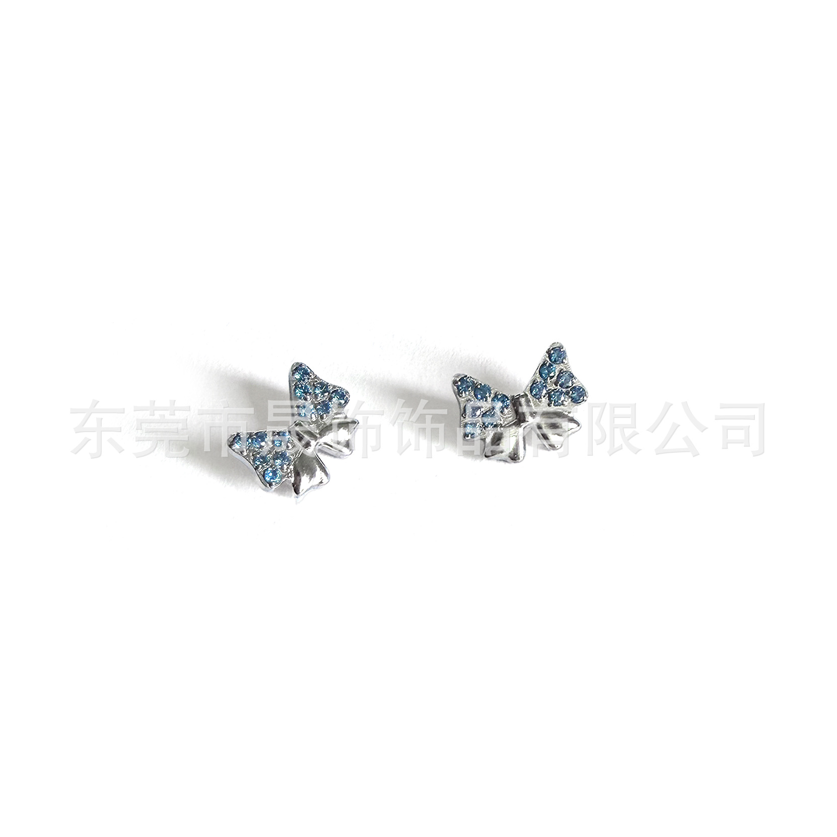 F136钛耳钉耳骨钉蝴蝶结镶嵌锆石G23钛合金人体穿刺饰品配件