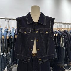 无袖牛仔马甲女短款上衣2025秋季新款小个子坎肩背心衬衫