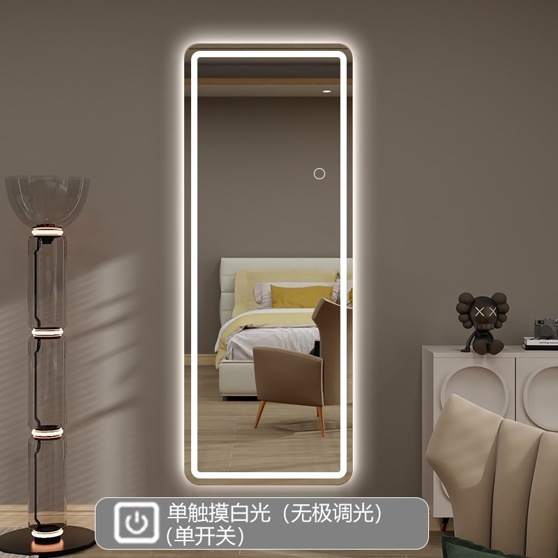 Espejo inteligente de detección cuadrada pantalla táctil dormitorio luminoso led pared prueba de vestir todo el cuerpo espejo espejo de baño image 9