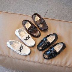 韓版方口寶寶縫包 休閒豆豆鞋兒童單鞋秋季新款英倫風復古小皮鞋