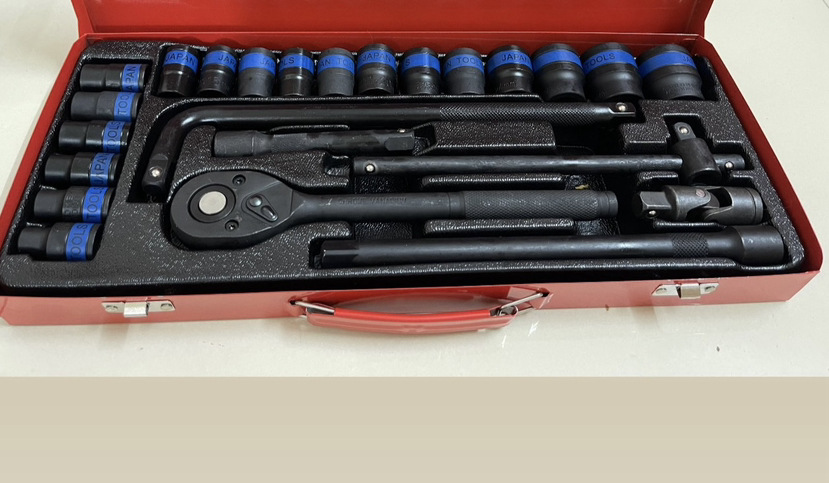 Juego de dados neumáticos 1/2” de 35 piezas, incluye vasos largos y cortos, kit profesional para herramientas neumáticas