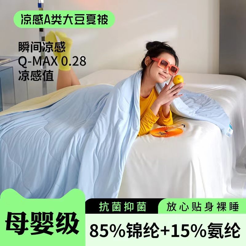 Class a Cooling Summer Quilt, Nylon Class a Antibacterial Spandex Quilt, Washable and Breathable Summer Quilt, Double Air-Conditioned Quilt for Two People