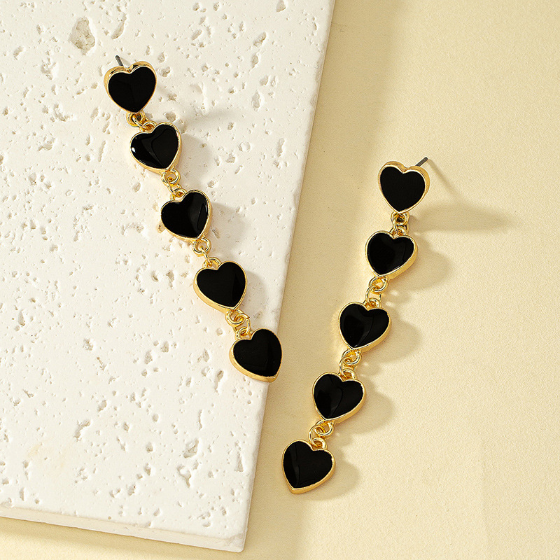 14g Weight Drop Earrings, Earrings Classification 1 Pair Quantity Holiday, Daily Occasion Alloy Material Heart Shape Pattern Women's Gender Enamel Design Simple Style Style 1 Pair Simple Style Heart Shape Enamel Alloy Drop Earrings Earrings 6