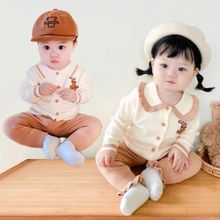 2024春秋款男女童毛衣套装Polo领针织衫外穿保暖休闲婴儿服两件套