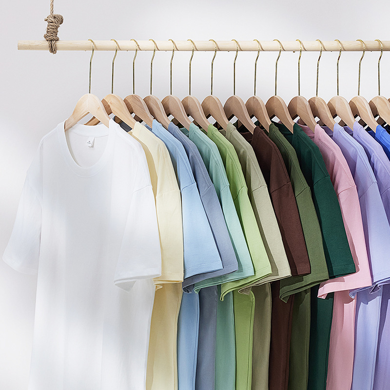 230g Heavyweight Pure Cotton Short-Sleeved T-Shirt Men's Summer Pure Color Loose Black Couple Basic Men's and Women's Round Neck T-Shirt