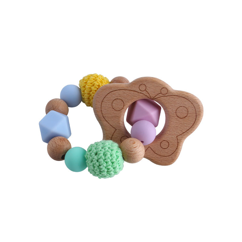 Nuevo DIY creativo de la historieta haya mordedor bebé haya aguacate silicona pulsera mordedor molienda varilla