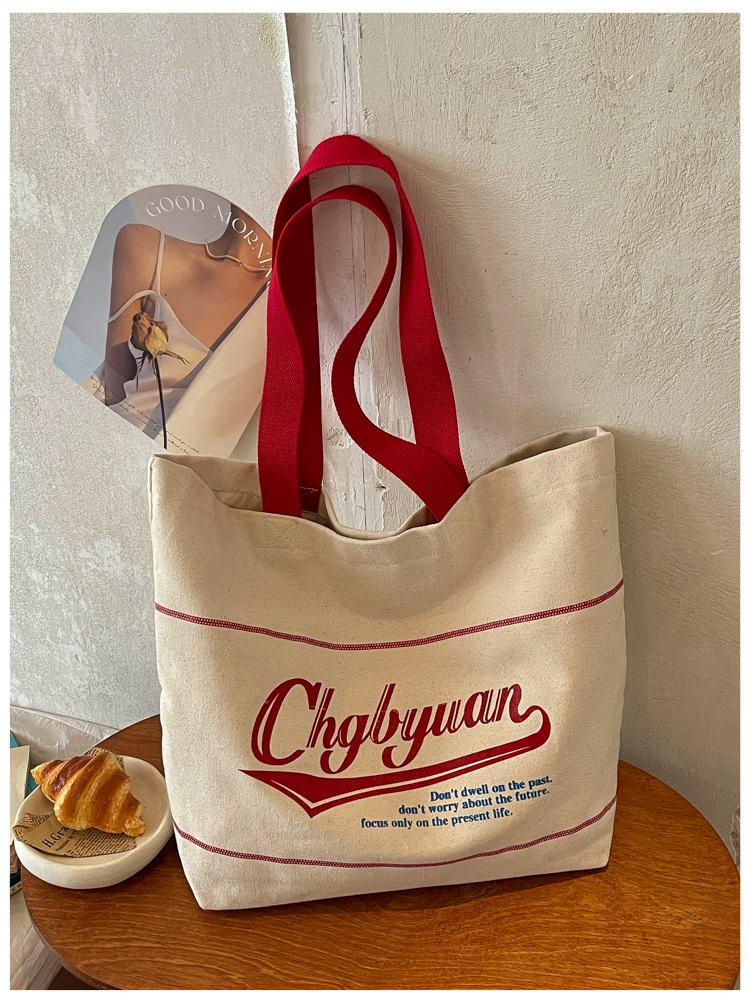 Bolsa de lona de gran capacidad para mujeres 2026 nueva moda letra impresa hombro brazo bolso de viaje ocio bolsa de mano image 8