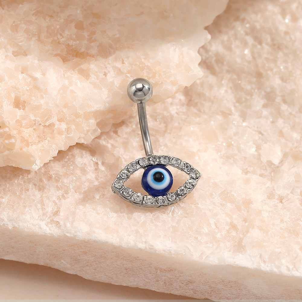 Ojo del diablo de acero inoxidable ombligo uñas estilo étnico europeo y americano popular diamante incrustado punción joyería femenina fábrica en stock al por mayor