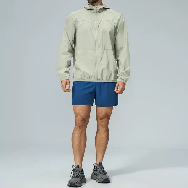 Cross-border European and American men's outdoor sports sun protection hooded zip-up jacket for hiking, fitness, and fishing, long-sleeved 2566