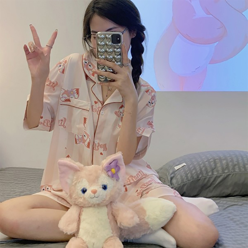 2025 nuevo pijama de seda de verano para mujer, estilo coreano de verano, pantalones cortos de manga corta, traje de servicio a domicilio delgado