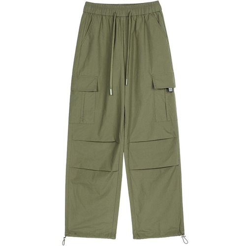 American retro overwork casual pants for women's summer all-matching straight leg pants loose wide-leg pants ins