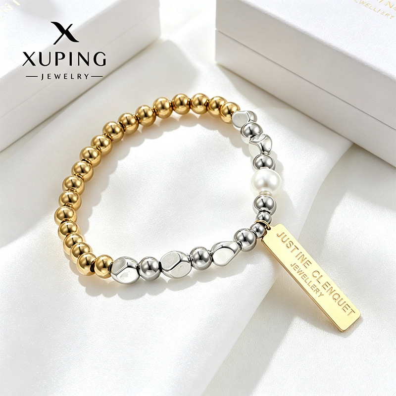 Xuping acero inoxidable 14k cuentas pulseras de cuerda elástica nicho transfronterizo personalidad fría joyas al por mayor