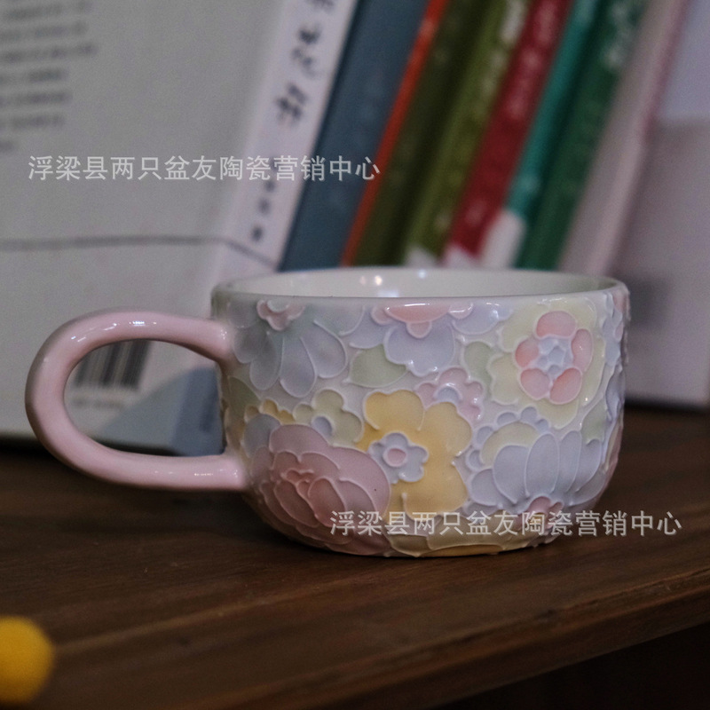 万華カップコーヒーカップ朝食カップミルクカップ景徳鎮釉下色手描きセラミックウォーターカップクリエイティブ漫画ウォーターカップ|undefined